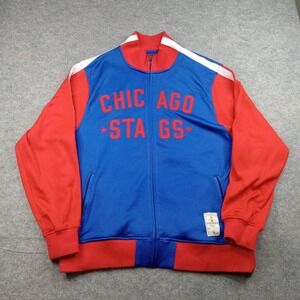 Chicago Stags Jacket Mens Large Blue Red NBA Basketball Reebok Hardwood Classics